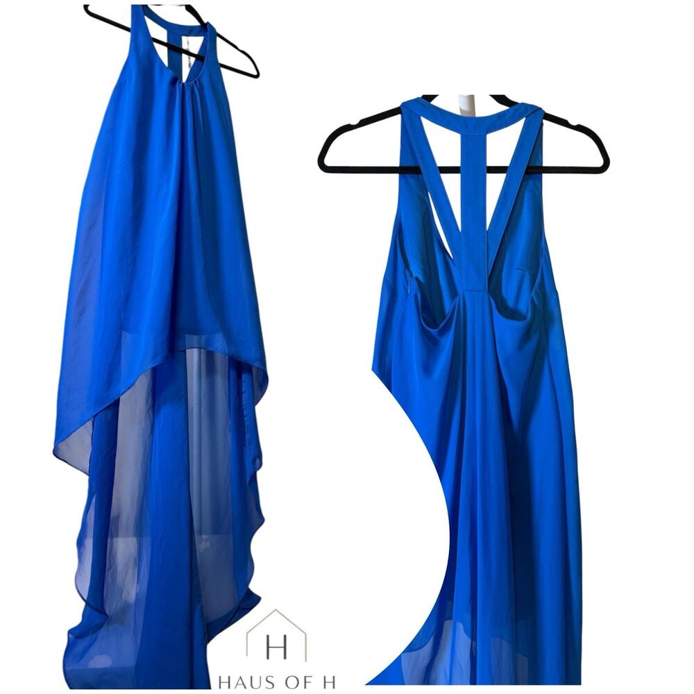 Arden B - Vintage Blue Chiffon Strapless High Low Maxi Dress Size S